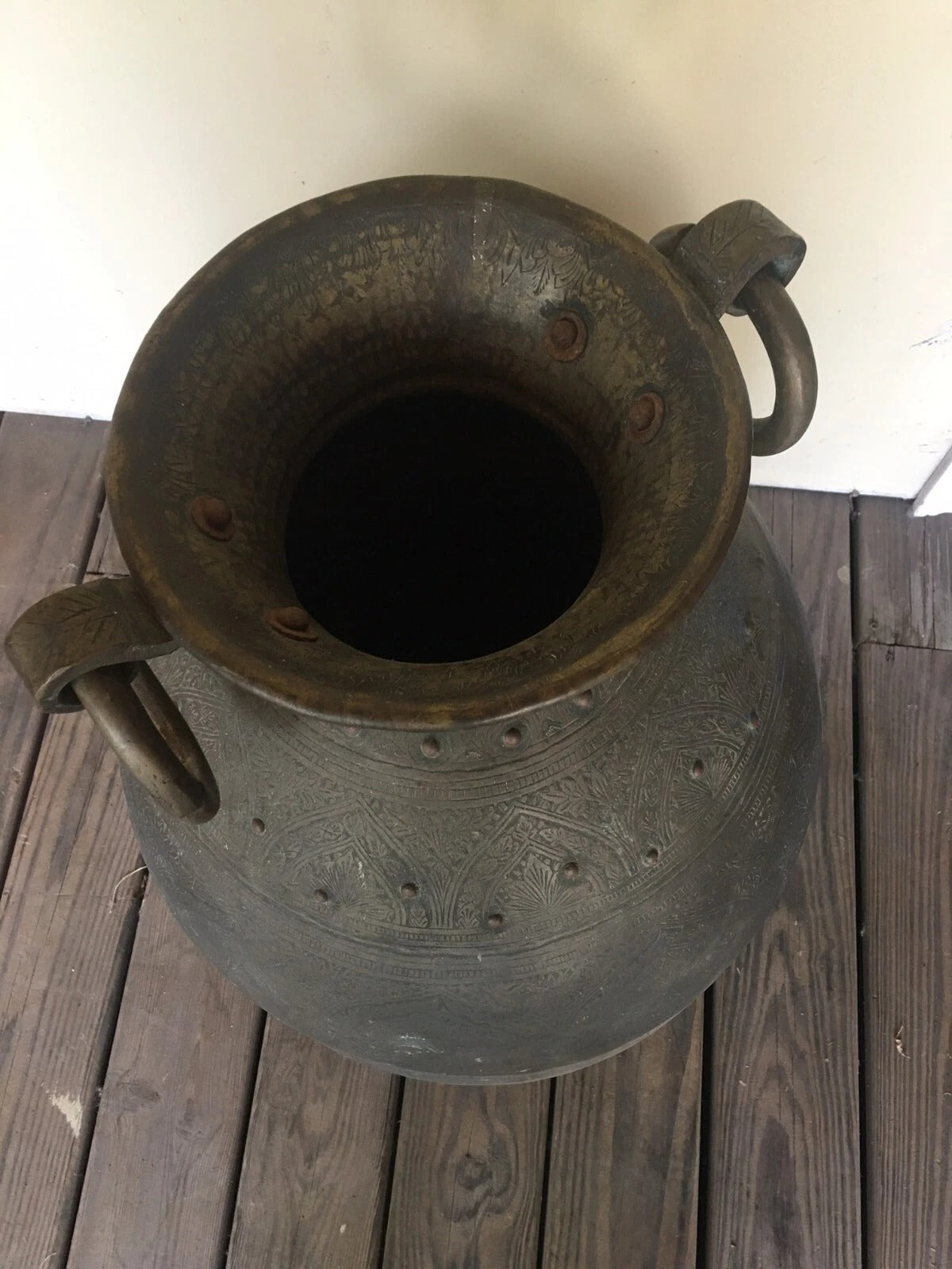 Vintage planter pot with tripod legs and ornate handles