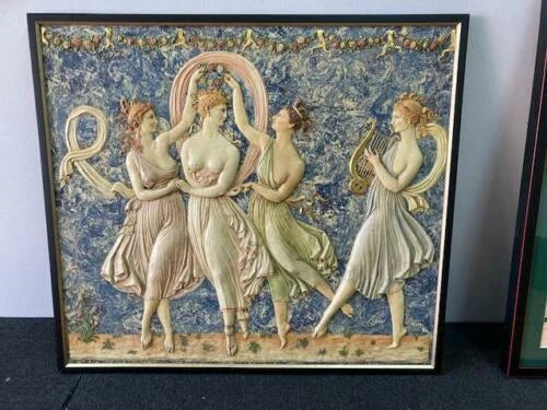 Zarposh 1980s alabaster relief art for serene home decor