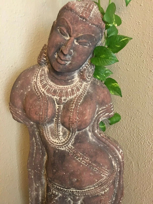 Stone Sculpture of a Lady – Handcrafted Temple Art in Natural Stone