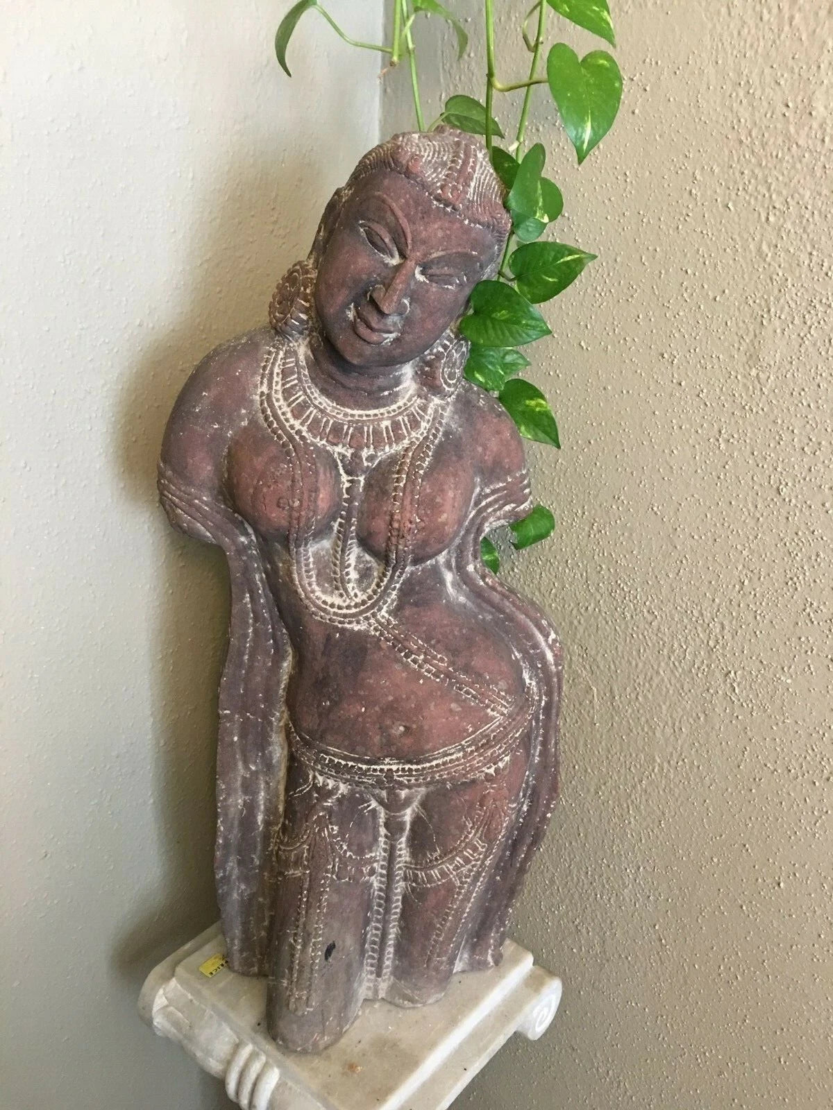 Stone Sculpture of a Lady – Handcrafted Temple Art in Natural Stone