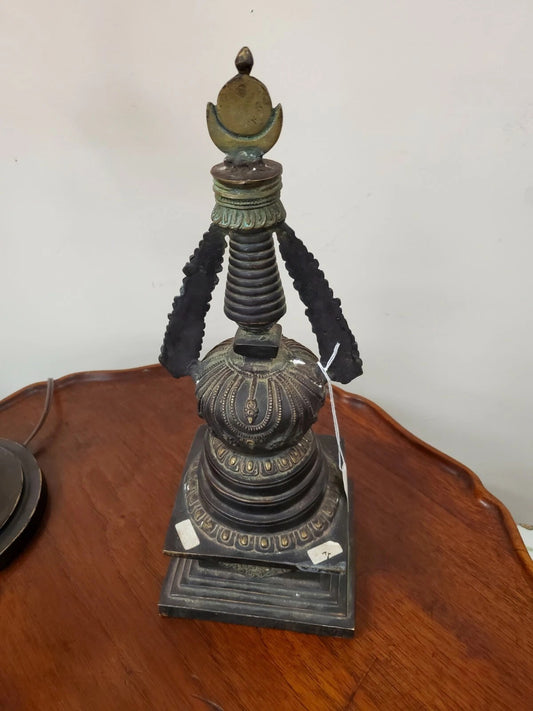 Handcrafted Buddhist Stupa in black brass