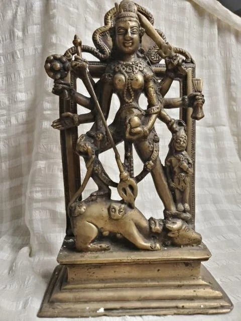 Handcrafted Panchdhatu statue of Satrumardini Mahakali – 14x8 inches