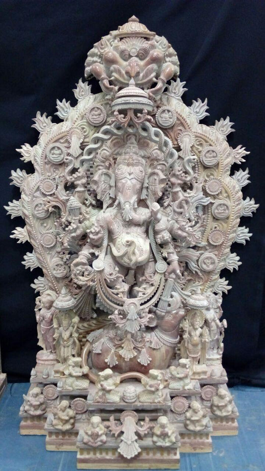 Green serpentine Lord Ganesha idol for altar or home decor”